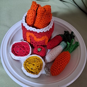 Horgolt ételek , Baba - mama, Babalátogató ajándékcsomag, Horgolás, MESKA