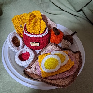 Horgolt étel szett, Baba - mama, Baba játékok, Waldorf játékok, Horgolás, MESKA