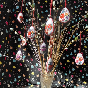 5,5 cm-es húsvéti tojások, akasztóval, Ünnepi díszek, dekorációk, Húsvéti díszek és dekorációk, Húsvéti tojásfadíszek, Varrás, MESKA