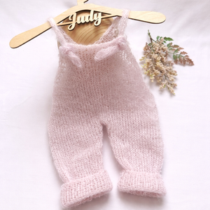 Kézzel kötött újszülött kantáros nadrág és fejpánt, Baba - mama, Babafotózás, Babafotózási kellékek, Kötés, MESKA