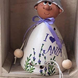 Nagy lógólábú manó (levendulás I love anya), Kellékek & szerszámok, Dekorációs kellékek, Figurák, Agyagozás, Festett tárgyak, MESKA