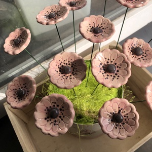 3db Mázas kerámia virág, Otthon & Életmód, Virágdekoráció, Virágok, Szálas virág, Agyagozás, MESKA