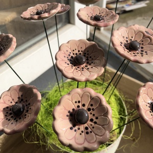 3db Mázas kerámia virág - otthon & életmód - virágdekoráció - virágok - szálas virág - Meska.hu