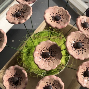 3db Mázas kerámia virág - otthon & életmód - virágdekoráció - virágok - szálas virág - Meska.hu