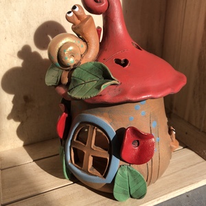 Mécsestartó csigás manóház, Otthon & Életmód, Gyertya, illat, aroma, Mécses és mécsestartó, Agyagozás, Festett tárgyak, MESKA