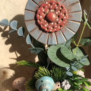 �Nyalóka virágos tavaszi asztaldísz - otthon & életmód - virágdekoráció - virágdíszek - virágdísz kaspóban - Meska.hu