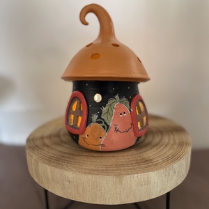 Mécsestartó házikó tökös - otthon & életmód - gyertya, illat, aroma - mécses és mécsestartó - Meska.hu