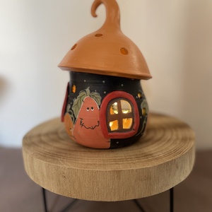 Mécsestartó házikó tökös - otthon & életmód - gyertya, illat, aroma - mécses és mécsestartó - Meska.hu
