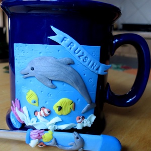 Delfines bögre-kanál szett Fruzsina névszalaggal -  - Meska.hu