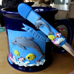 Delfines bögre-kanál szett Fruzsina névszalaggal - Meska.hu
