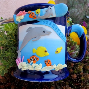 Delfines bögre-kanál szett SZERETLEK névszalaggal -  - Meska.hu