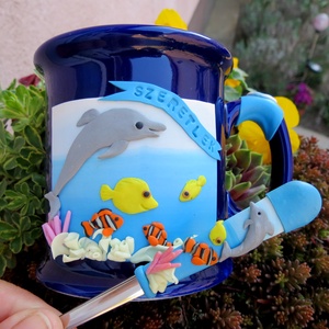 Delfines bögre-kanál szett SZERETLEK névszalaggal -  - Meska.hu