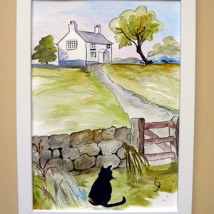 A macska, Művészet, Festmény, Akvarell, Festészet, Fotó, grafika, rajz, illusztráció, MESKA