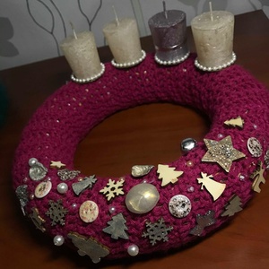 Adventi koszorú pink - karácsony - Meska.hu Adventi koszorú pink - karácsony - Meska.hu