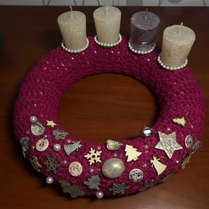 Adventi koszorú pink - karácsony - Meska.hu Adventi koszorú pink - karácsony - Meska.hu