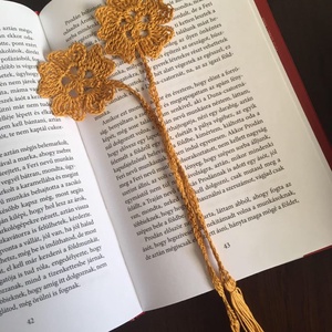 Horgolt könyvjelző okker virág - könyv & zene - könyvjelző - Meska.hu