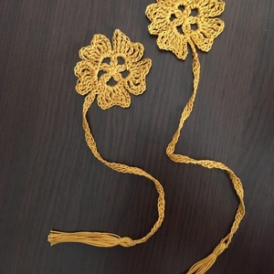 Horgolt könyvjelző okker virág - könyv & zene - könyvjelző - Meska.hu