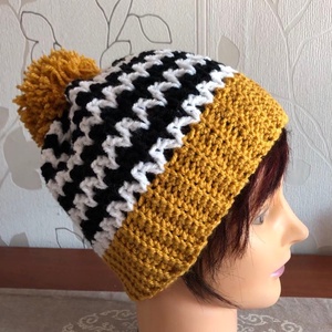 Női horgolt beanie sapka ZigZag S/M - Meska.hu
