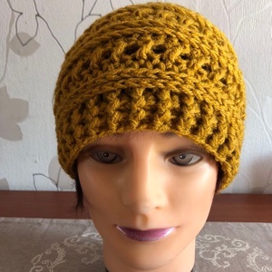 Női beanie sapka  mustár színű - Meska.hu