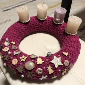 Adventi koszorú pink - Meska.hu