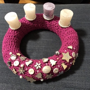Adventi koszorú pink - karácsony - adventi díszek - adventi koszorú - Meska.hu