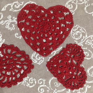 Horgolt csipke szív applikáció szett - diy (csináld magad) - egységcsomag - Meska.hu