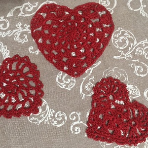 Horgolt csipke szív applikáció szett - diy (csináld magad) - egységcsomag - Meska.hu
