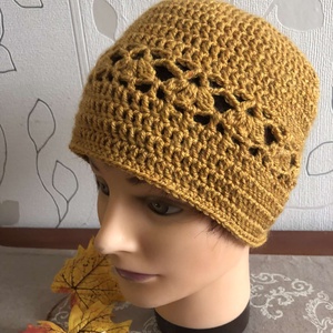 Mustár beanie sapka  - ruha & divat - sál, sapka, kendő - sapka - Meska.hu