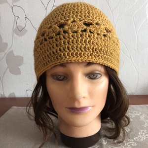 Mustár beanie sapka  - ruha & divat - sál, sapka, kendő - sapka - Meska.hu