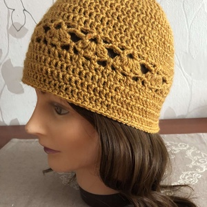 Mustár beanie sapka  - ruha & divat - sál, sapka, kendő - sapka - Meska.hu