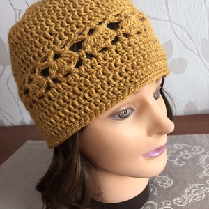 Mustár beanie sapka , Ruha & Divat, Sál, Sapka, Kendő, Sapka, Horgolás, MESKA