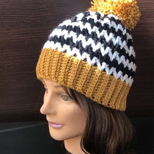 Női horgolt beanie sapka ZigZag S/M - ruha & divat - sál, sapka, kendő - sapka - Meska.hu