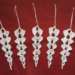 Karácsonyfadísz horgolt jégcsapok, Karácsony, Karácsonyi lakásdekoráció, Karácsonyfadíszek, , MESKA