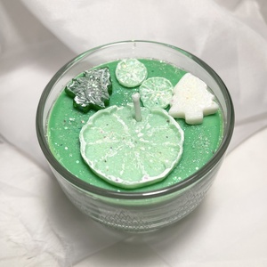 Illatgyertya lime-kókusz koktél - karácsony - karácsonyi lakásdekoráció - karácsonyi illatgyertya, mécses - Meska.hu