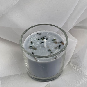 Szója illatgyertya Levendula, Otthon & Életmód, Gyertya, illat, aroma, Aromalámpa, Gyertya-, mécseskészítés, Secret Lavender Cream illatú szójaviasz illatgyertya, 30 g, 6x6 cm-es üveg tégelyben, MESKA