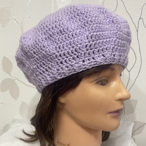 Horgolt barett sapka Levendula - Meska.hu