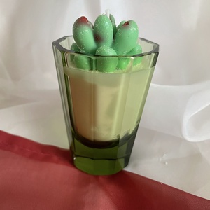 Szójaviasz zöld pozsgással, Otthon & Életmód, Gyertya, illat, aroma, Gyertya, , MESKA