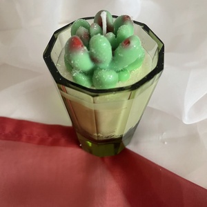 Szójaviasz zöld pozsgással - otthon & életmód - gyertya, illat, aroma - gyertya - Meska.hu