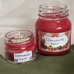 Levendulás eperdzsem illatgyertya mini üvegben - otthon & életmód - gyertya, illat, aroma - gyertya - Meska.hu