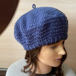 Horgolt barett sapka �Denim - ruha & divat - sál, sapka, kendő - sapka - Meska.hu