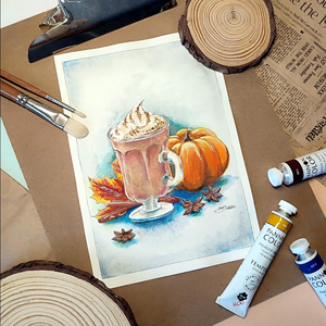 Pumpkin spice - akvarell festmény papíron - művészet - festmény - akvarell - Meska.hu