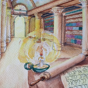 Alexandriai könyvtár - ahogy elképzeltem - Akvarell festmény papíron - művészet - festmény - akvarell - Meska.hu