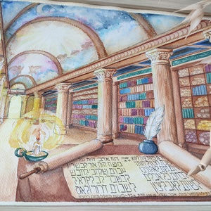 Alexandriai könyvtár - ahogy elképzeltem - Akvarell festmény papíron - művészet - festmény - akvarell - Meska.hu