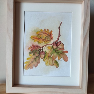 Őszi tölgyfa ág - akvarell festmény papíron - művészet - festmény - akvarell - Meska.hu