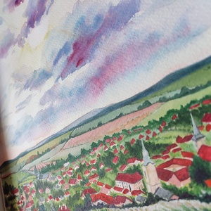 Kilátás a tarcali hegyről - akvarell festmény papíron - művészet - festmény - akvarell - Meska.hu