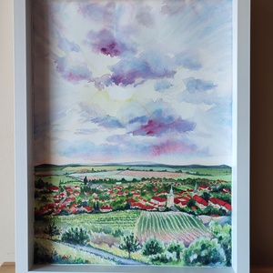 Kilátás a tarcali hegyről - akvarell festmény papíron - művészet - festmény - akvarell - Meska.hu