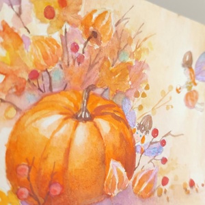 Eredeti akvarell őszi mesés, tündéres képeslap festmény - művészet - festmény - akvarell - Meska.hu