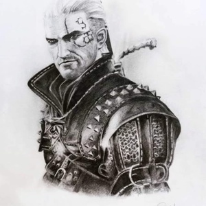 Eredeti Geralt of Rivia / Ríviai Geralt portré grafika - Meska.hu