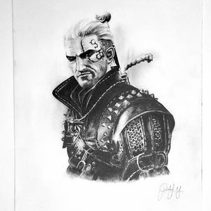 Eredeti Geralt of Rivia / Ríviai Geralt portré grafika - művészet - grafika & illusztráció - ceruzarajz - Meska.hu