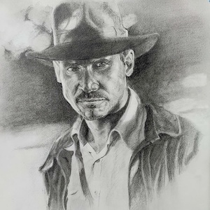 Eredeti Indiana Jones grafit portré - Meska.hu